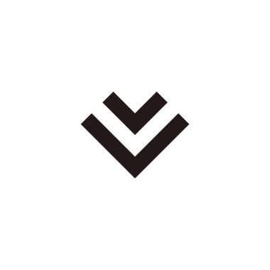 Two letter V, heart geometric symbol simple logo vector