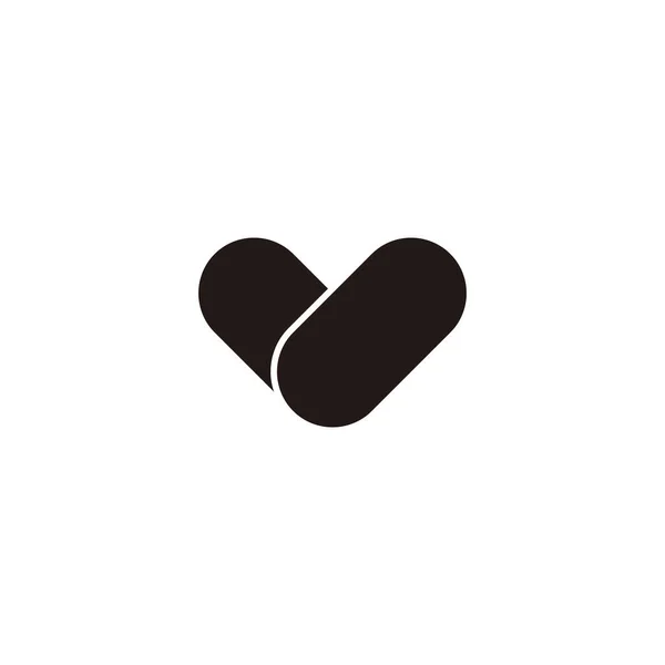 Letter Heart Two Capsules Geometric Symbol Simple Logo Vector —  Vetores de Stock