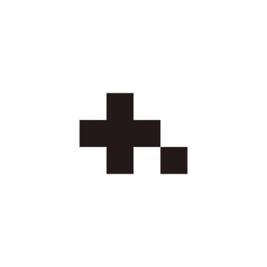 Letter h plus, square geometric symbol simple logo vector