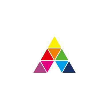 Letter A triangles, colorful geometric symbol simple logo vector