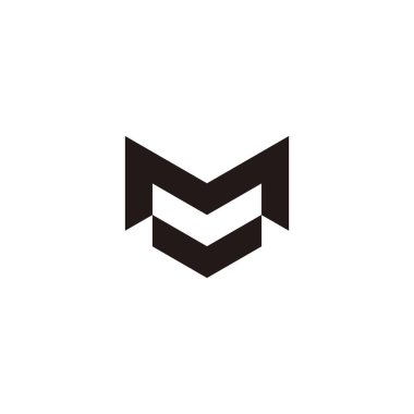 Letter Mv VM M v heart, pointer geometric symbol simple logo vector