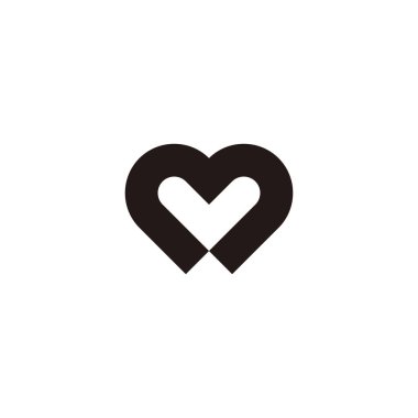 Letter VM MV V M heart geometric symbol simple logo vector