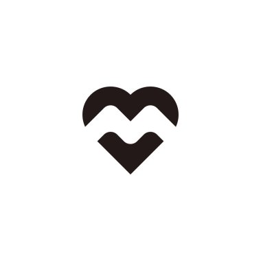 Letter M and v heart geometric symbol simple logo vector