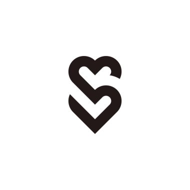 Letter S hearts geometric symbol simple logo vector