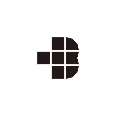 Letter B plus, geometric symbol simple logo vector