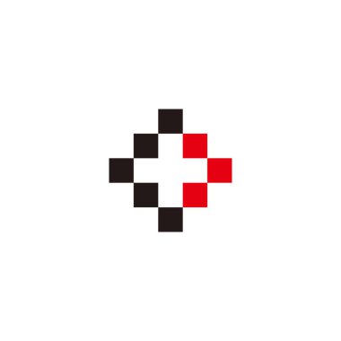 Letter C plus, squares geometric symbol simple logo vector