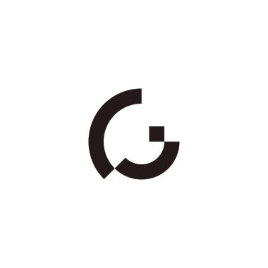 Letter Gj jG G j outline geometric symbol simple logo vector