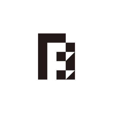 Letter r, F and E squares geometric symbol simple logo vector