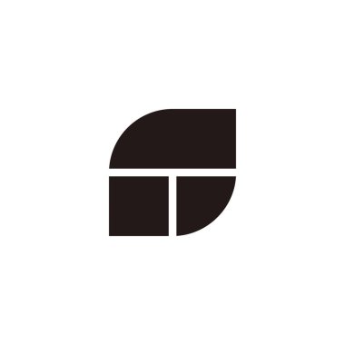 Letter T leaf geometric symbol simple logo vector
