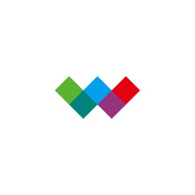Letter W squares, colorful geometric symbol simple logo vector