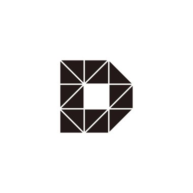 Letter D triangles, square geometric symbol simple logo vector