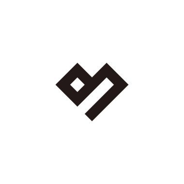 Letter g heart geometric symbol simple logo vector