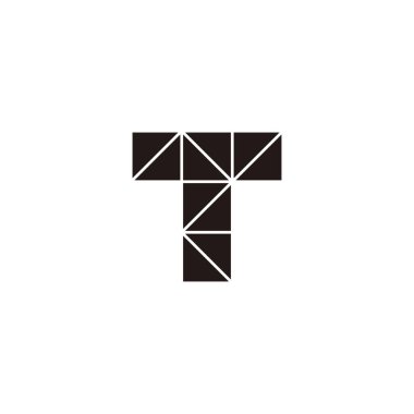 Letter T triangles geometric symbol simple logo vector