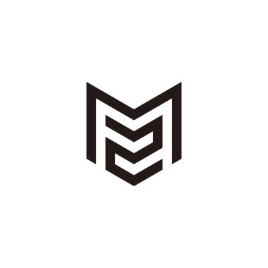 Letter M number 2 heart geometric symbol simple logo vector