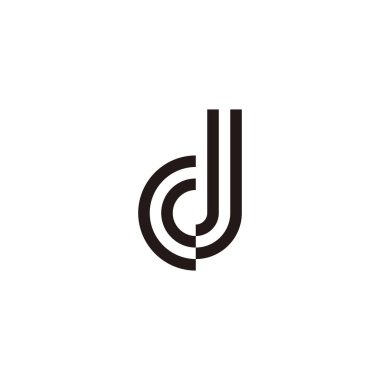 Letter C and J, letter d lines geometric symbol simple logo vector