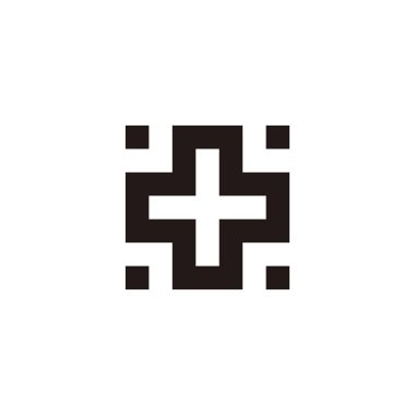 Plus, square, dots geometric symbol simple logo vector