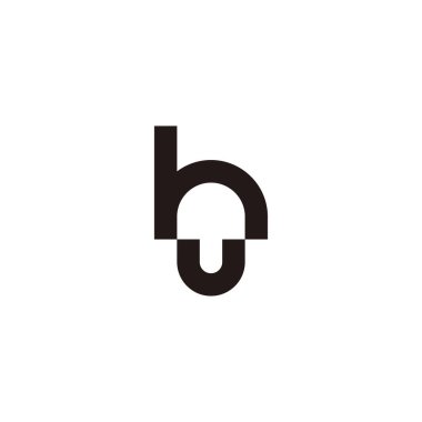 Letter h u unique geometric symbol simple logo vector