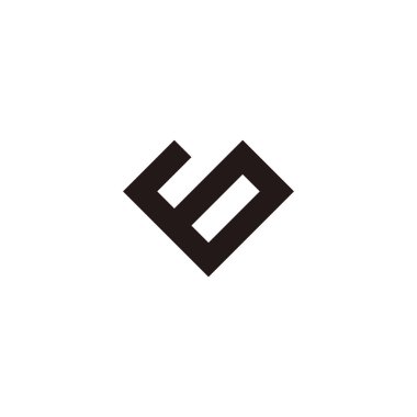 Number 6 heart, square geometric symbol simple logo vector