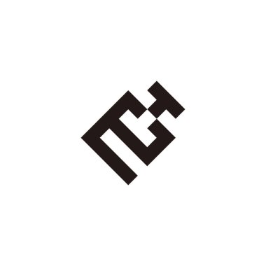 Letter eH He e H square geometric symbol simple logo vector