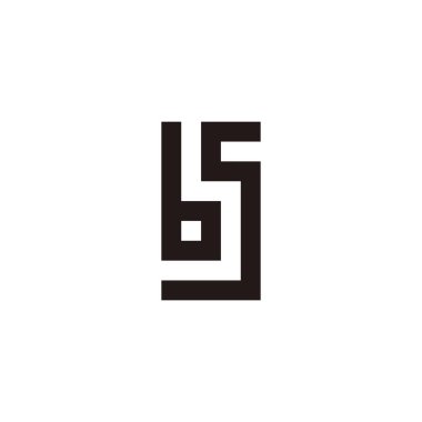 Letter bs sb b s square, outline geometric symbol simple logo vector