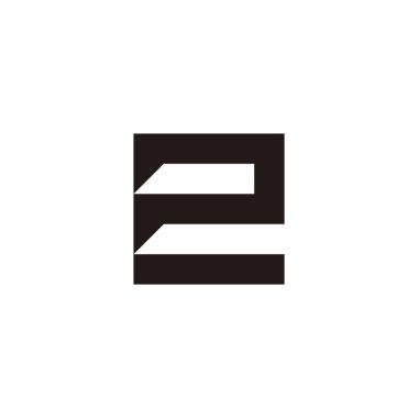 Letter e number 2 square geometric symbol simple logo vector