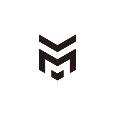 Letter M v shield geometric symbol simple logo vector