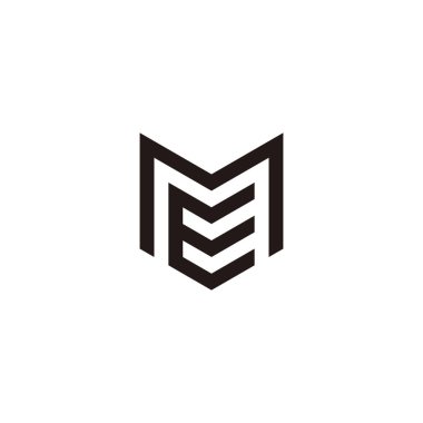 Letter ME EM M E shield geometric symbol simple logo vector