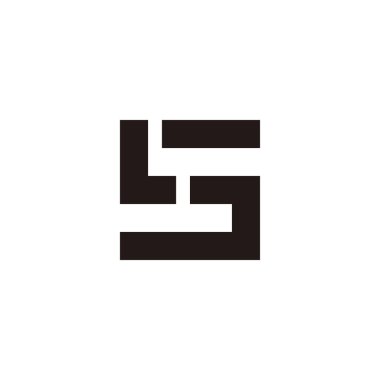 Letter LS SL L S square, outline geometric symbol simple logo vector