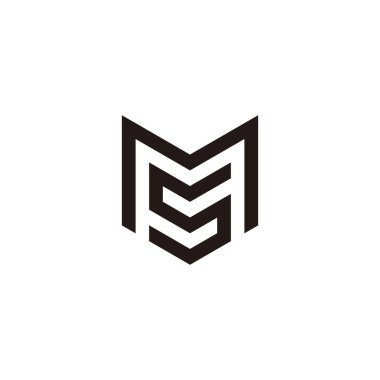 Letter MS SM M S heart geometric symbol simple logo vector