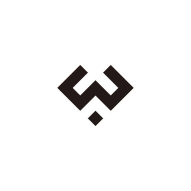 Letter W heart geometric symbol simple logo vector
