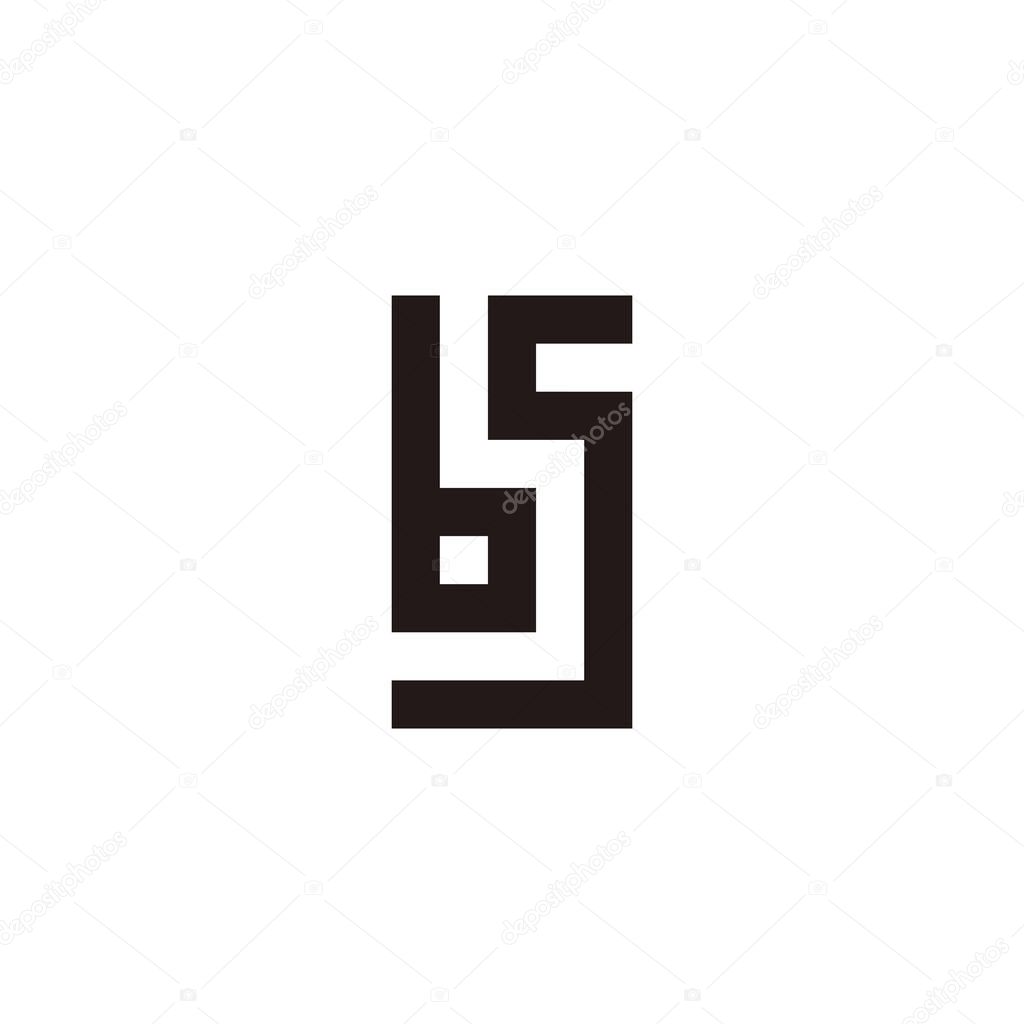 Letter bs sb b s square, outline geometric symbol simple logo vector
