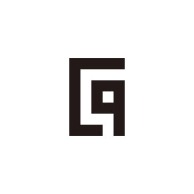 Letter cq qc c q square geometric symbol simple logo vector
