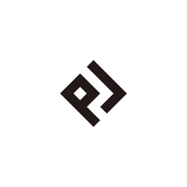 Letter P, Z and J square geometric symbol simple logo vector
