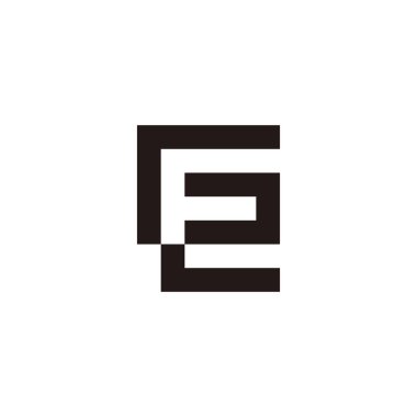 Letter G and E square, outline geometric symbol simple logo vector