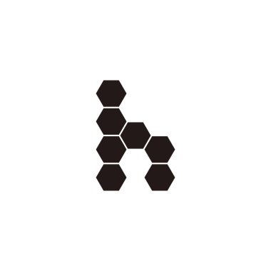Seven hexagons letter h geometric symbol simple logo vector
