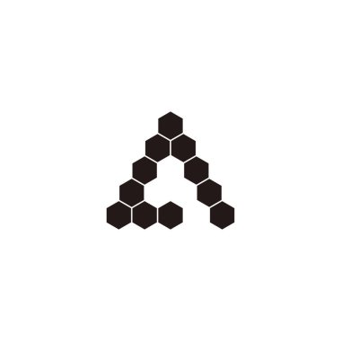 Eleven hexagons letter A geometric symbol simple logo vector