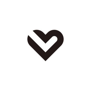 Letter L heart geometric symbol simple logo vector