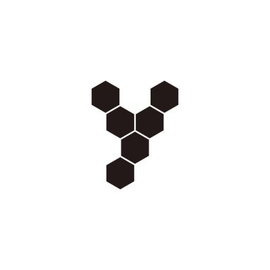 Seven hexagons letter y geometric symbol simple logo vector