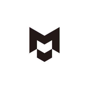 Letter M and V shield, outline geometric symbol simple logo vector