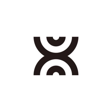 Letter u and n, letter x hourglass geometric symbol simple logo vector