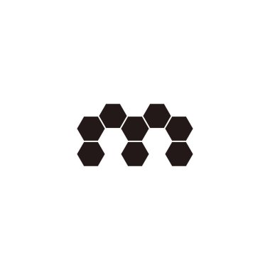 Eight hexagons letter m geometric symbol simple logo vector