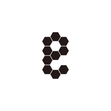 Ten hexagons letter e geometric symbol simple logo vector