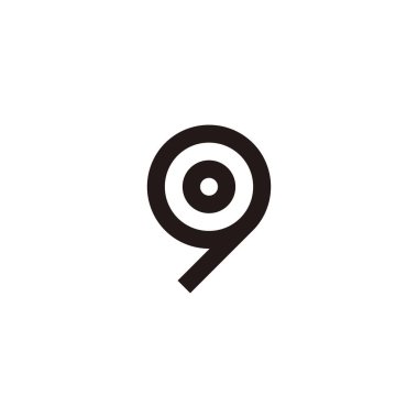 Number 9 letter o circle geometric symbol simple logo vector
