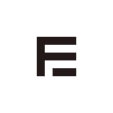 Letter FE EF F E square, outline geometric symbol simple logo vector