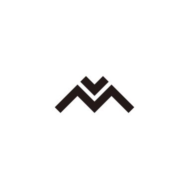 Letter M and v outline, square geometric symbol simple logo vector