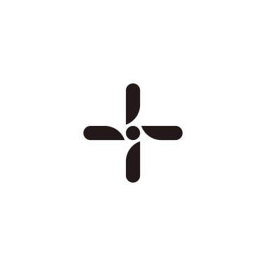 Four letter i, plus, geometric symbol simple logo vector