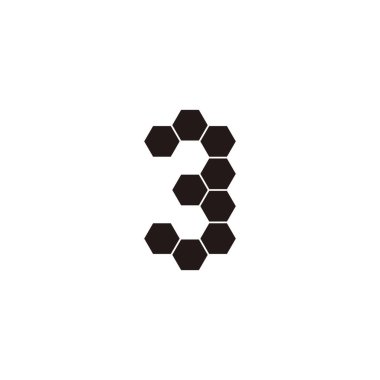 Nine hexagons number 3 geometric symbol simple logo vector