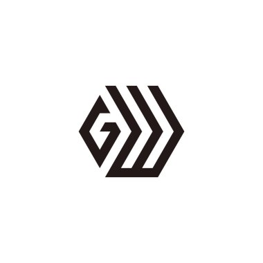 Letter GW WG G W hexagon, lines geometric symbol simple logo vector