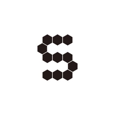 Eleven hexagons letter S geometric symbol simple logo vector