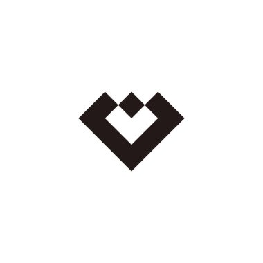 Letter U and V diamond, square geometric symbol simple logo vector